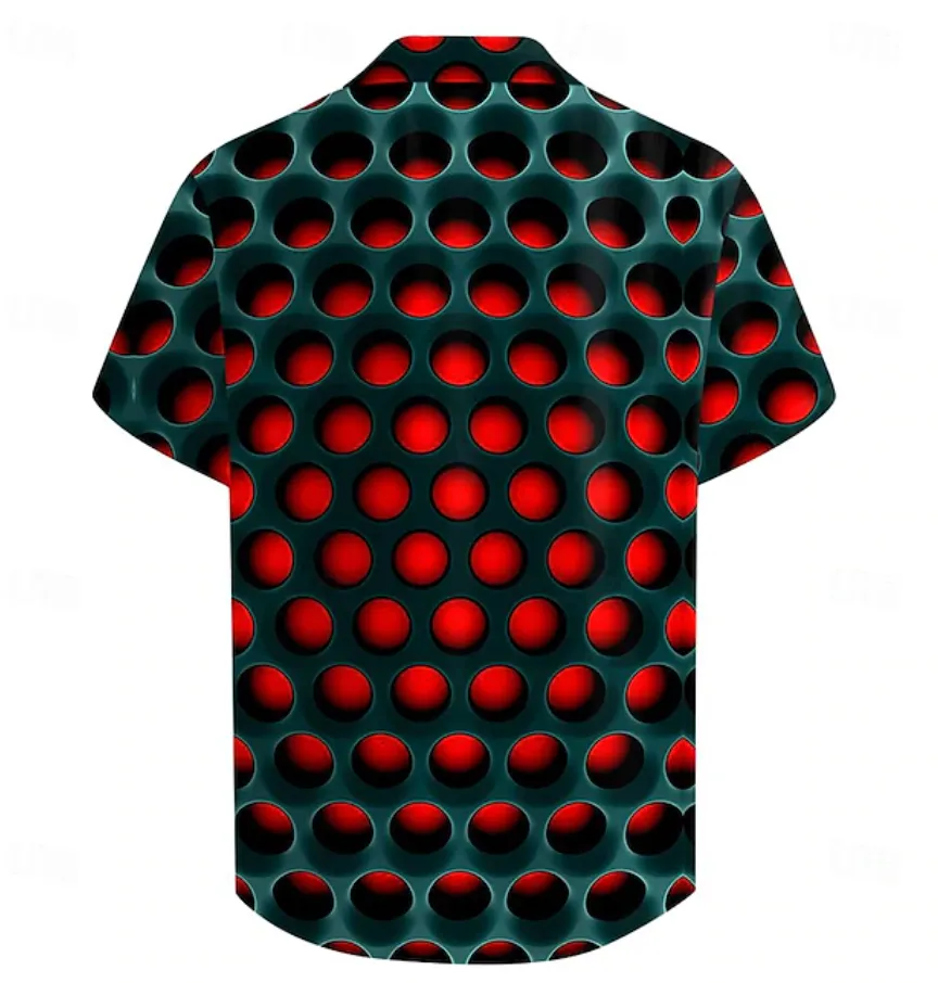 NEW Men's Polo Shirt Golf Shirt Optical Illusion Turndown Red Blue Purple Orange Green 3D Print Outdoor Street Short Sleeves Zipper Print Clothing Apparel Fashion Designer Casual Breathable, Sz S, Retails $73