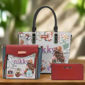 NICOLE LEE NIKKY WORLD 3PC SET (TOTE, CROSSBODY, WALLET)