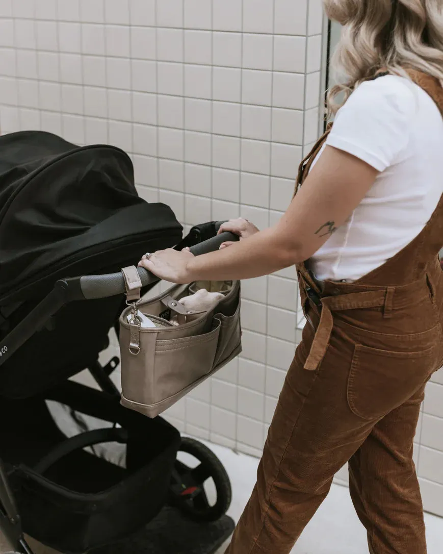 OiOi Faux Leather Stroller Organiser/Pram Caddy - Taupe