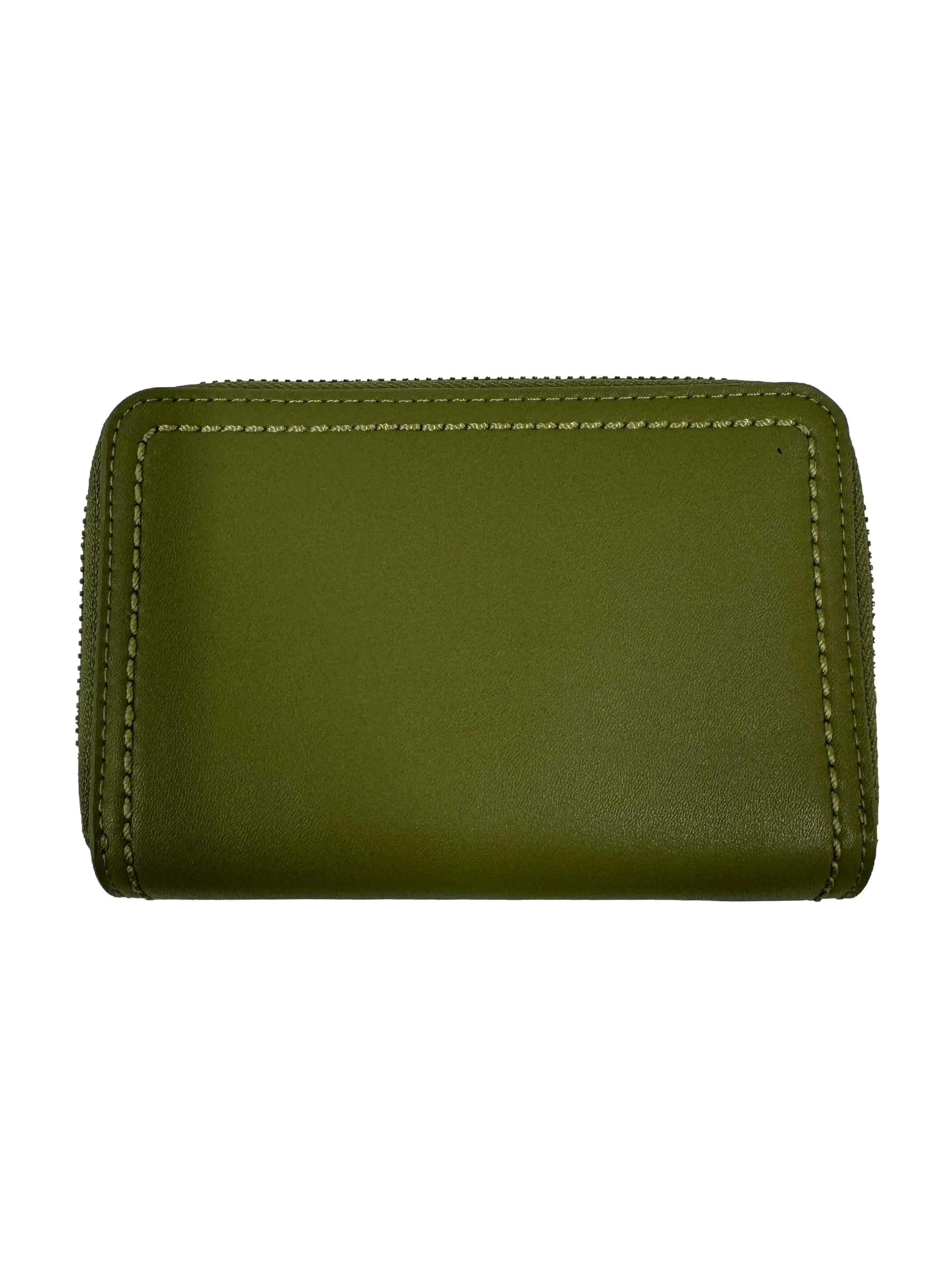 Olive Stitch Trim Envelope Wallet