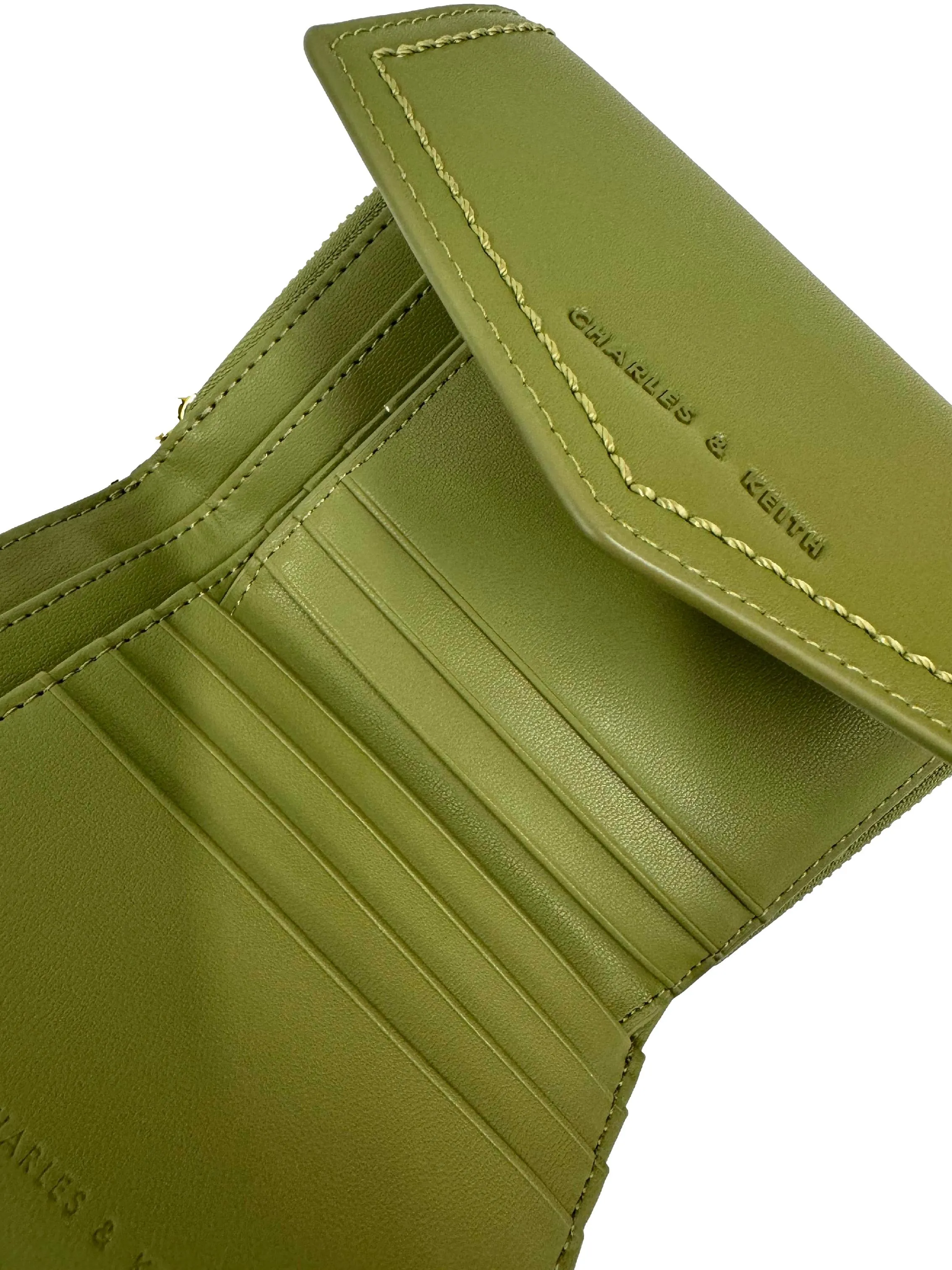 Olive Stitch Trim Envelope Wallet