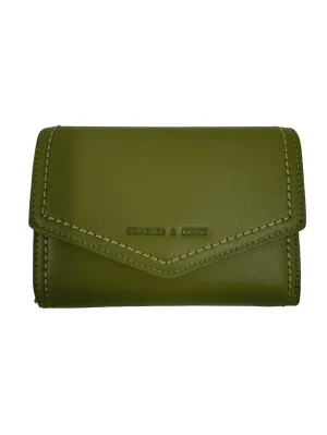 Olive Stitch Trim Envelope Wallet