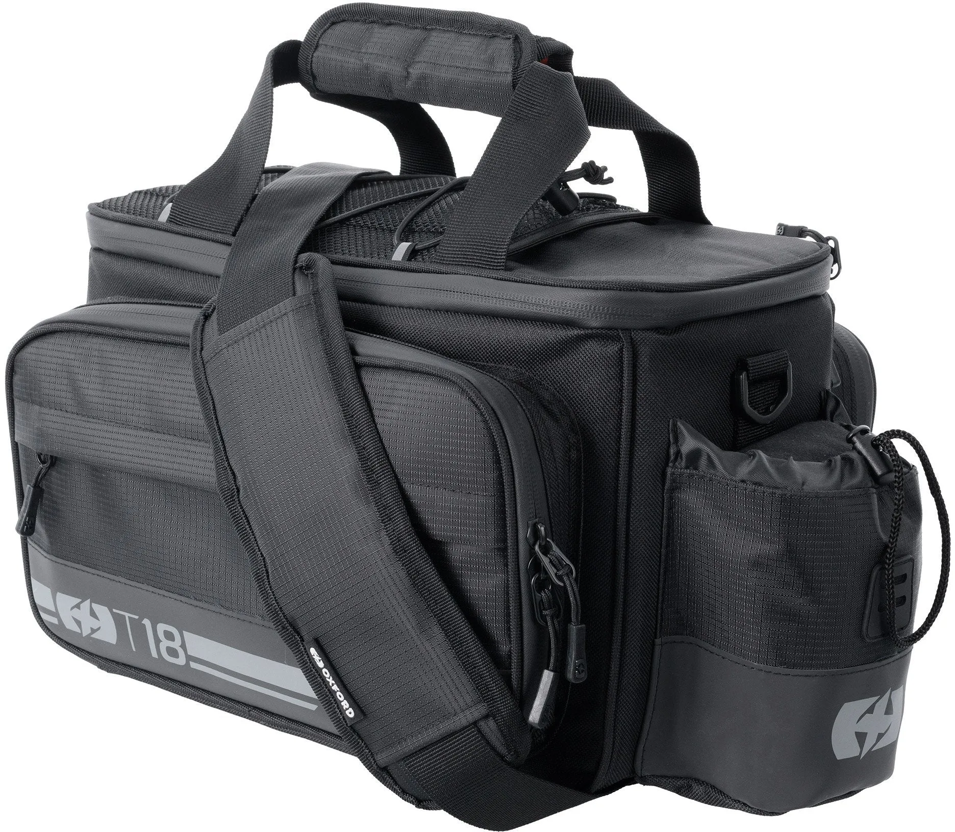 Oxford T18 Rack Top Bag With 18L Pannier Bag - Black
