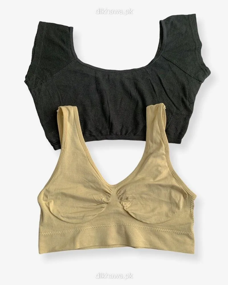 Pack Of 2 - Women Sports Non Padded Bra  Ladies Jogging Bra Imported Stocklot Branded Pushup Bra