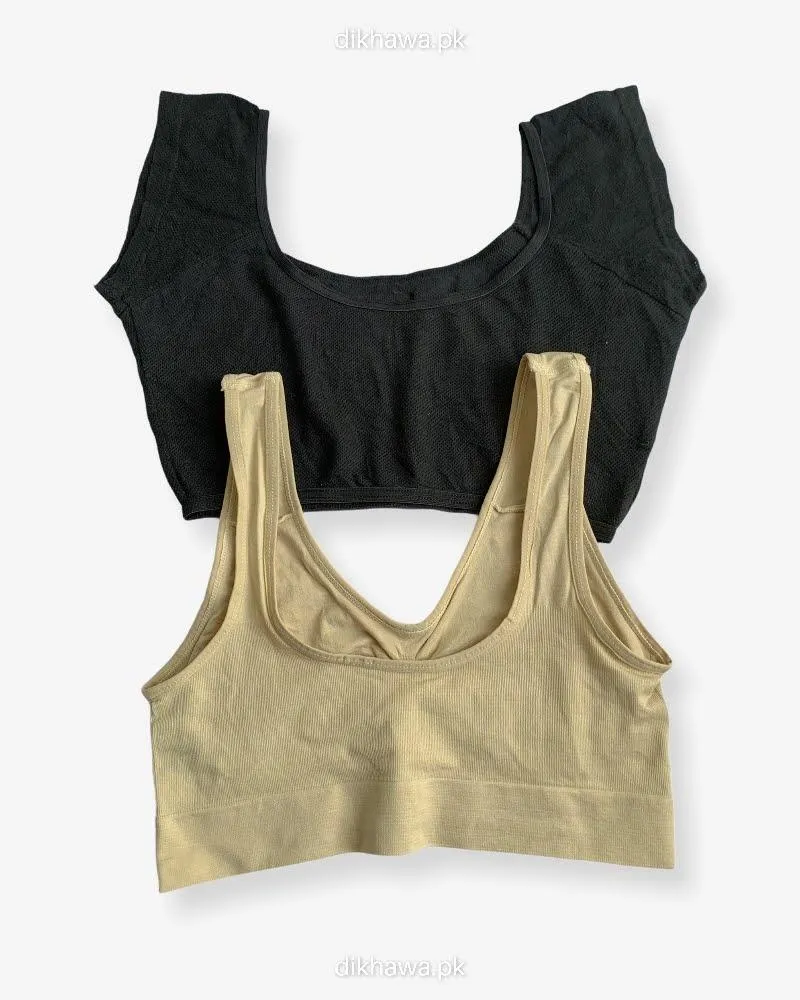 Pack Of 2 - Women Sports Non Padded Bra  Ladies Jogging Bra Imported Stocklot Branded Pushup Bra