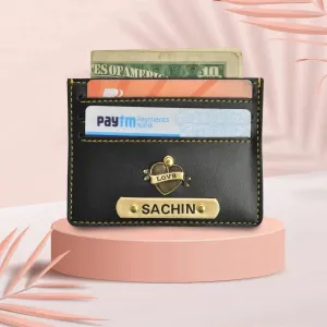 Personalized Vegan Leather Unisex Card Wallet - Black