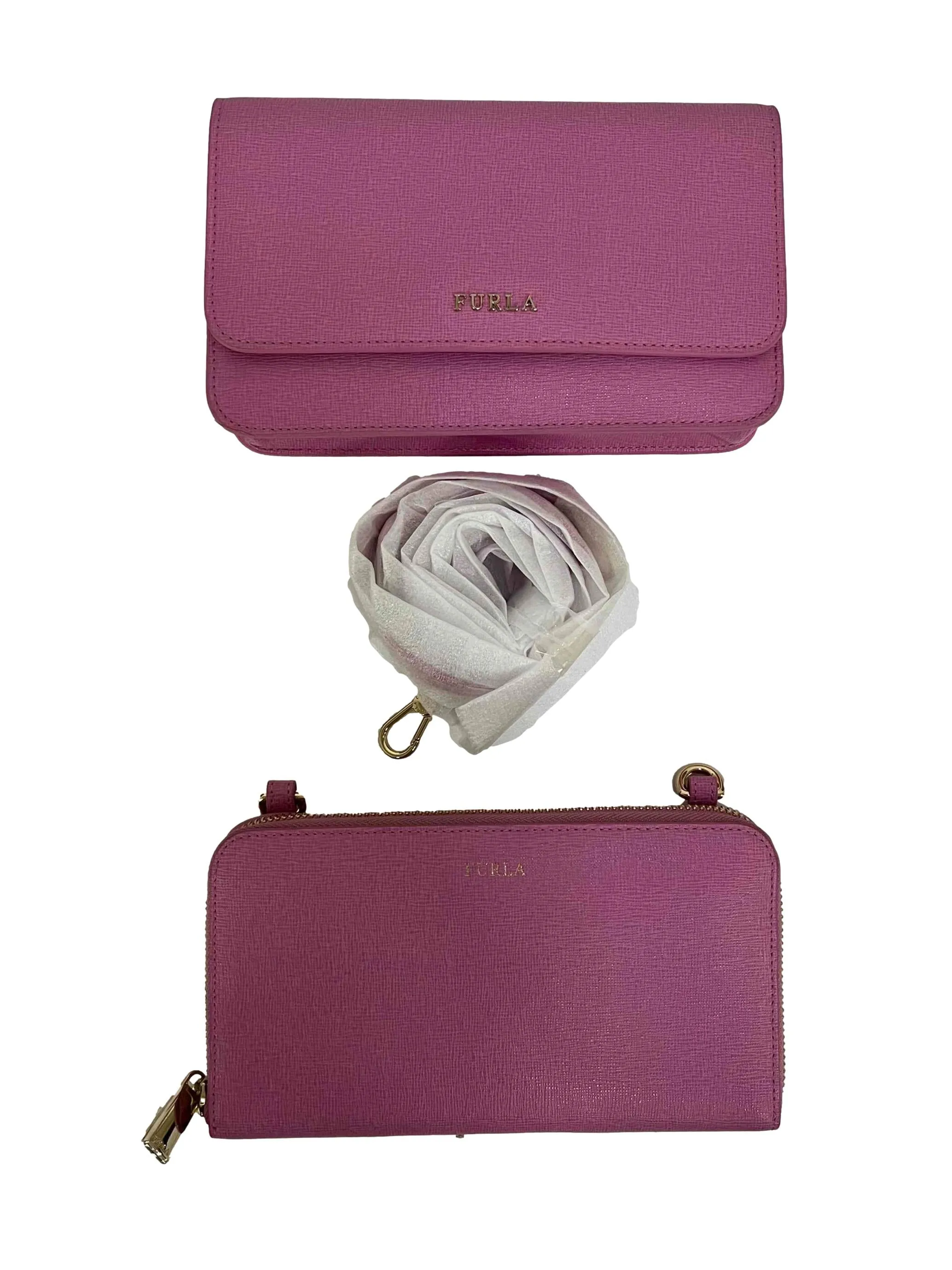 Pink Leather Crossbody Bag