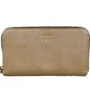 Prada Caramel Saffiano Leather Zip Around Wallet