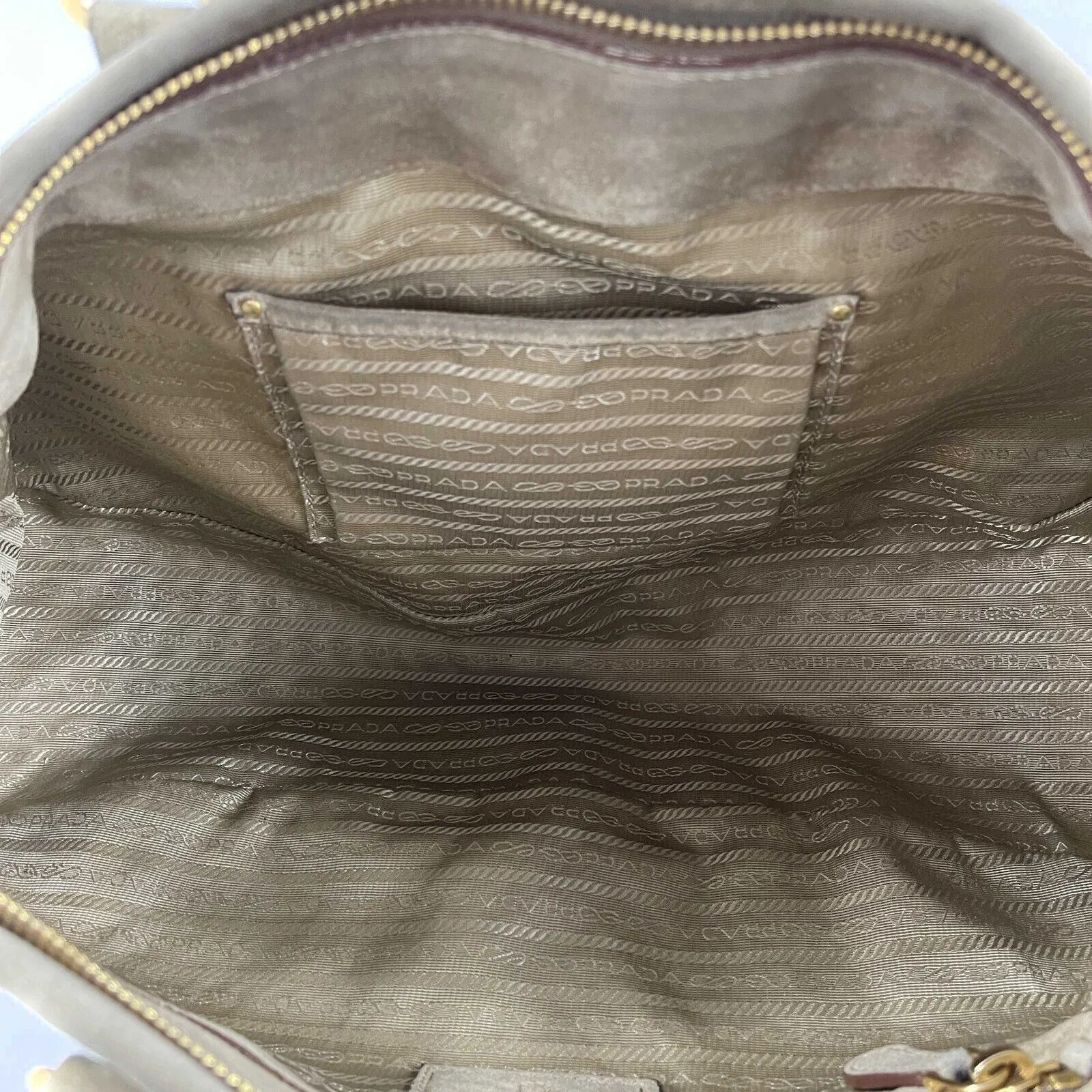 PRADA - Large Suede Buckle Bowling Bag - Camel Top Handle w/ Shoulder Strap