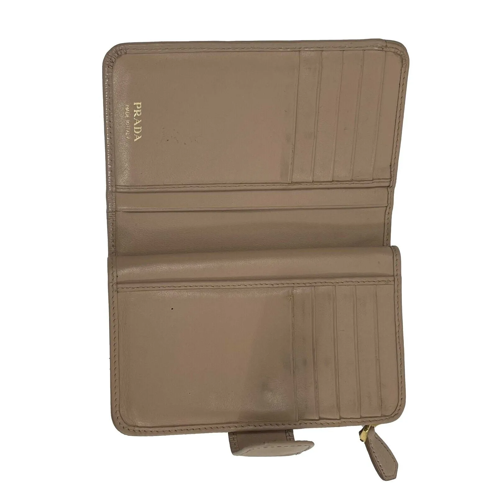 Prada - Small Saffiano Leather Card Wallet - Powder Pink / Gold
