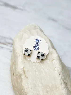 Printed Sports Stud Earrings - Soccer Ball