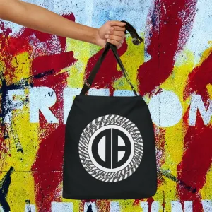 "Designer for the Weirdos" Swirly logo design, Phantom Black Unisex Carryall Medium/Large size Tote Bags
