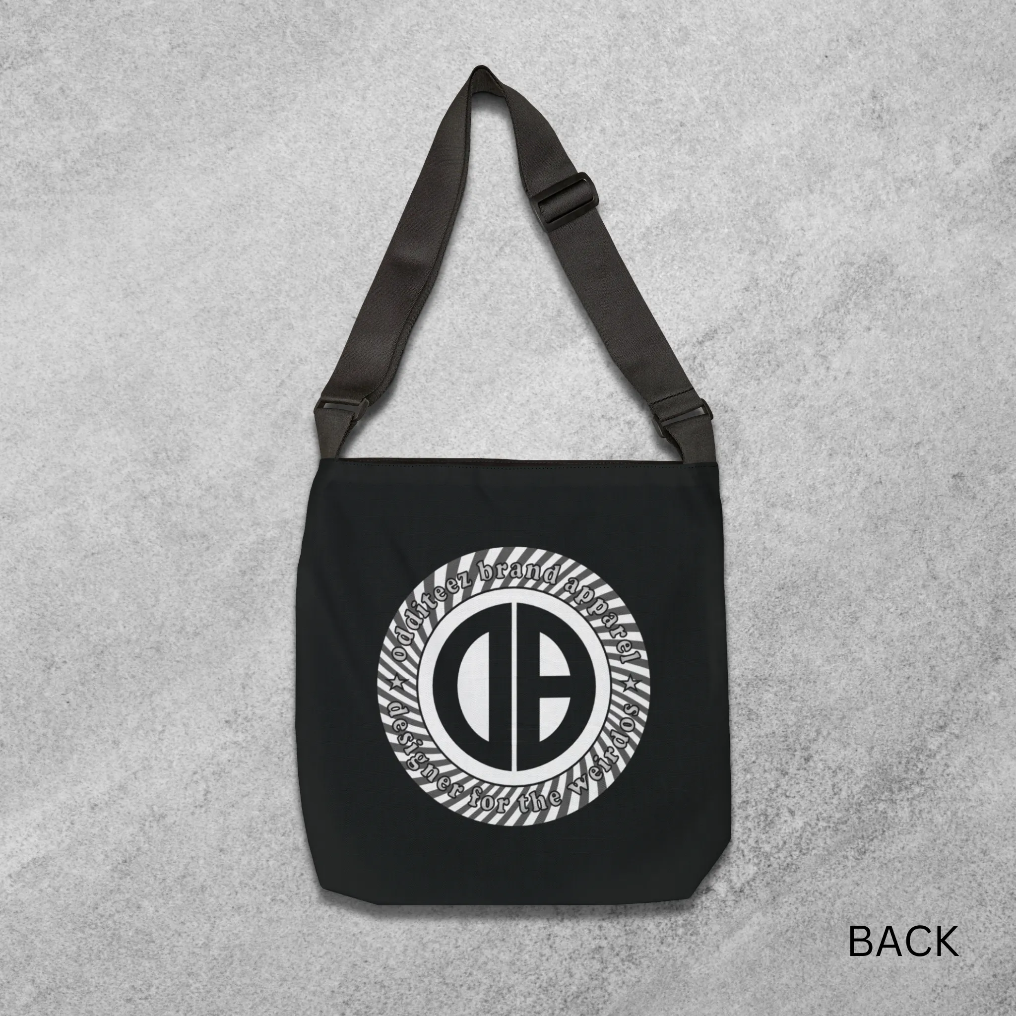 "Designer for the Weirdos" Swirly logo design, Phantom Black Unisex Carryall Medium/Large size Tote Bags