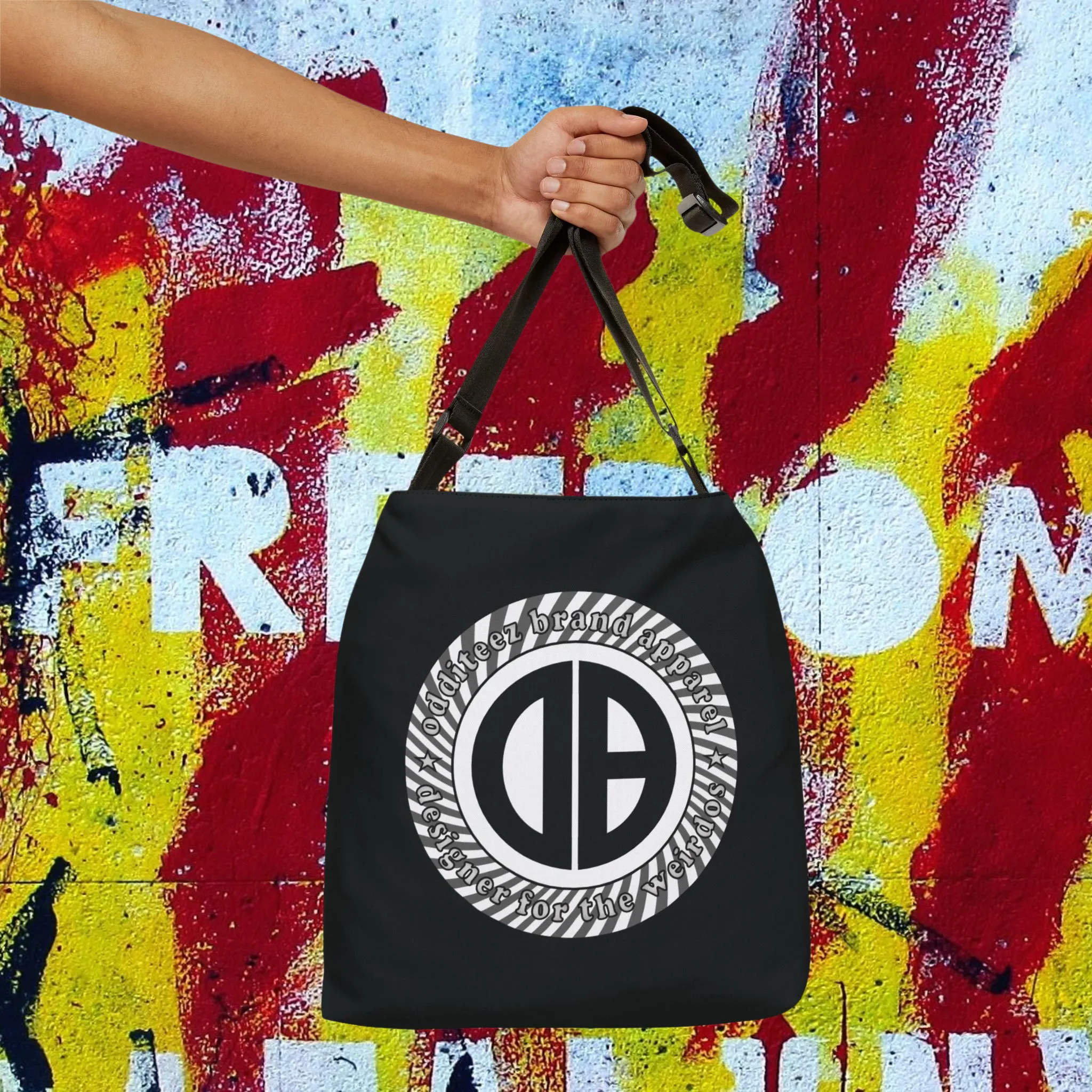 "Designer for the Weirdos" Swirly logo design, Phantom Black Unisex Carryall Medium/Large size Tote Bags