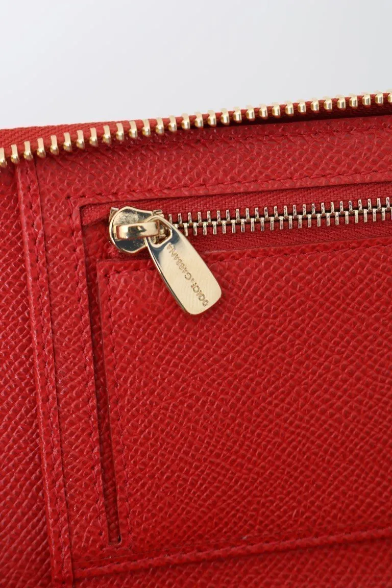 Red Leather Full Zipper Continental Wallet