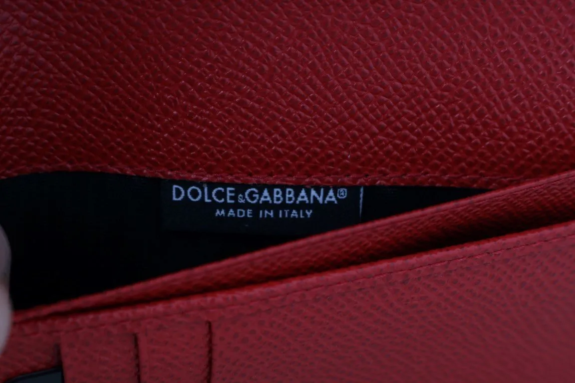 Red Leather Full Zipper Continental Wallet