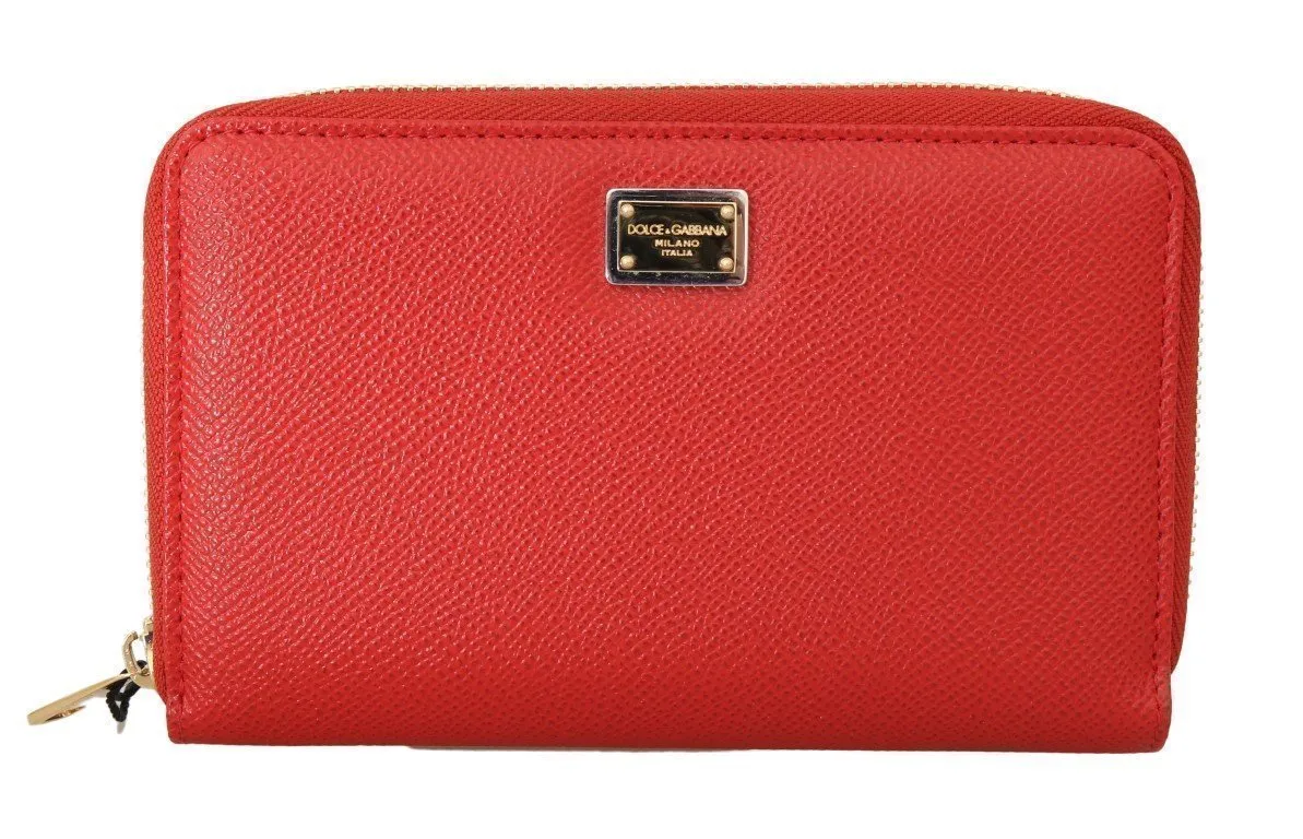Red Leather Full Zipper Continental Wallet