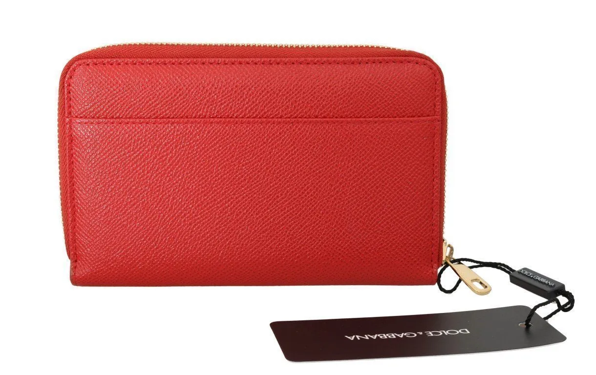 Red Leather Full Zipper Continental Wallet