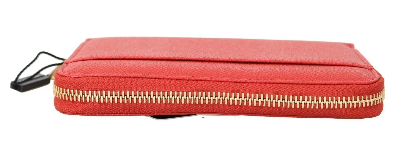 Red Leather Full Zipper Continental Wallet