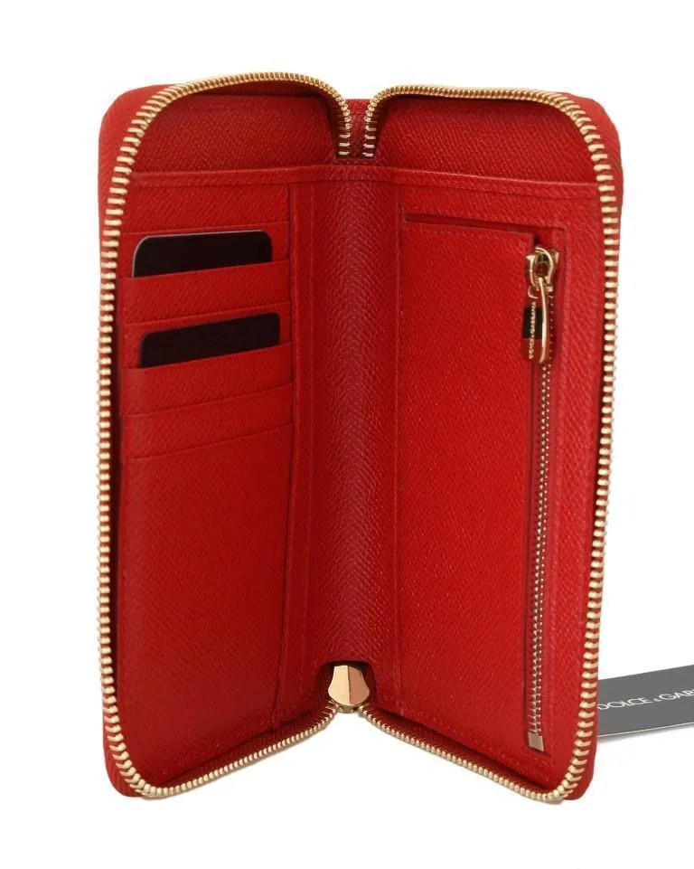 Red Leather Full Zipper Continental Wallet