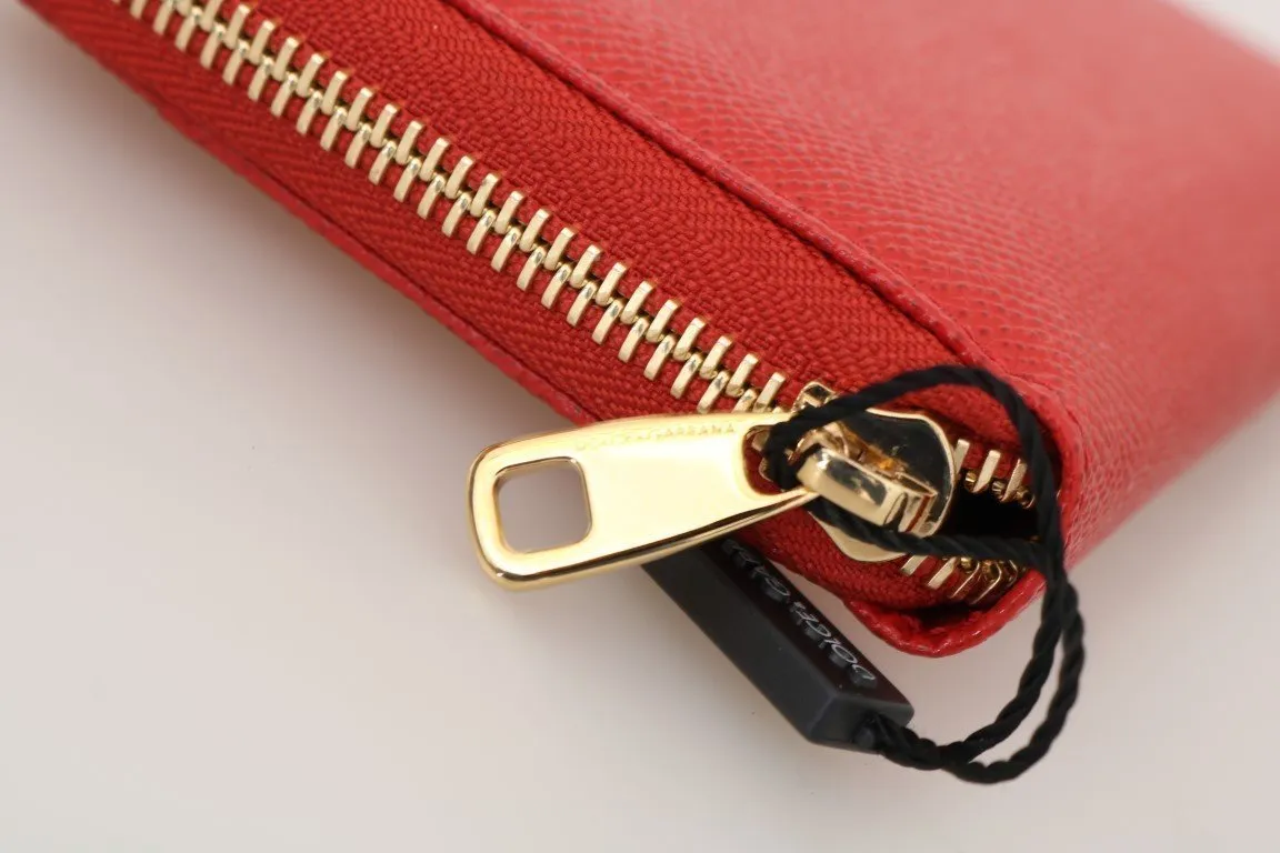 Red Leather Full Zipper Continental Wallet