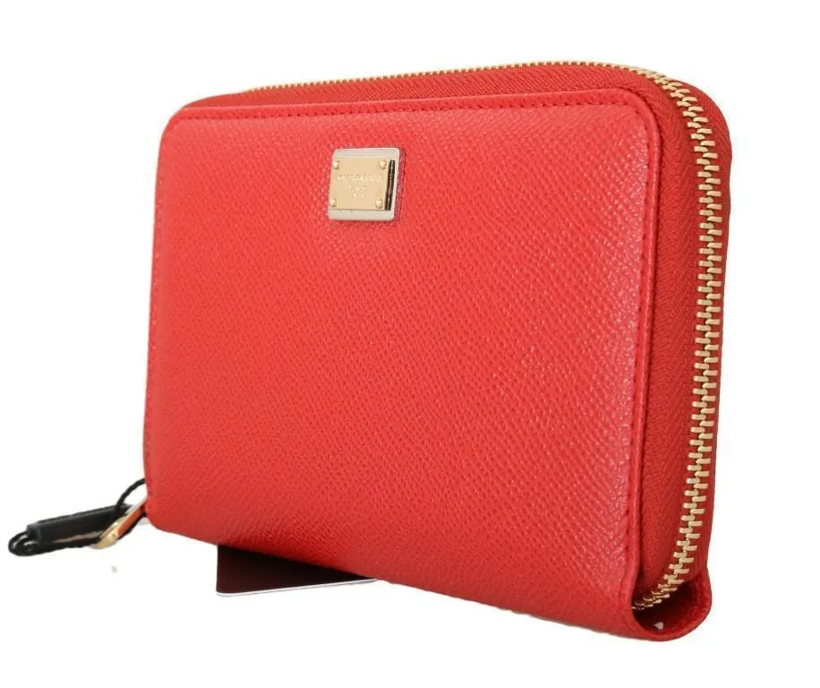Red Leather Full Zipper Continental Wallet