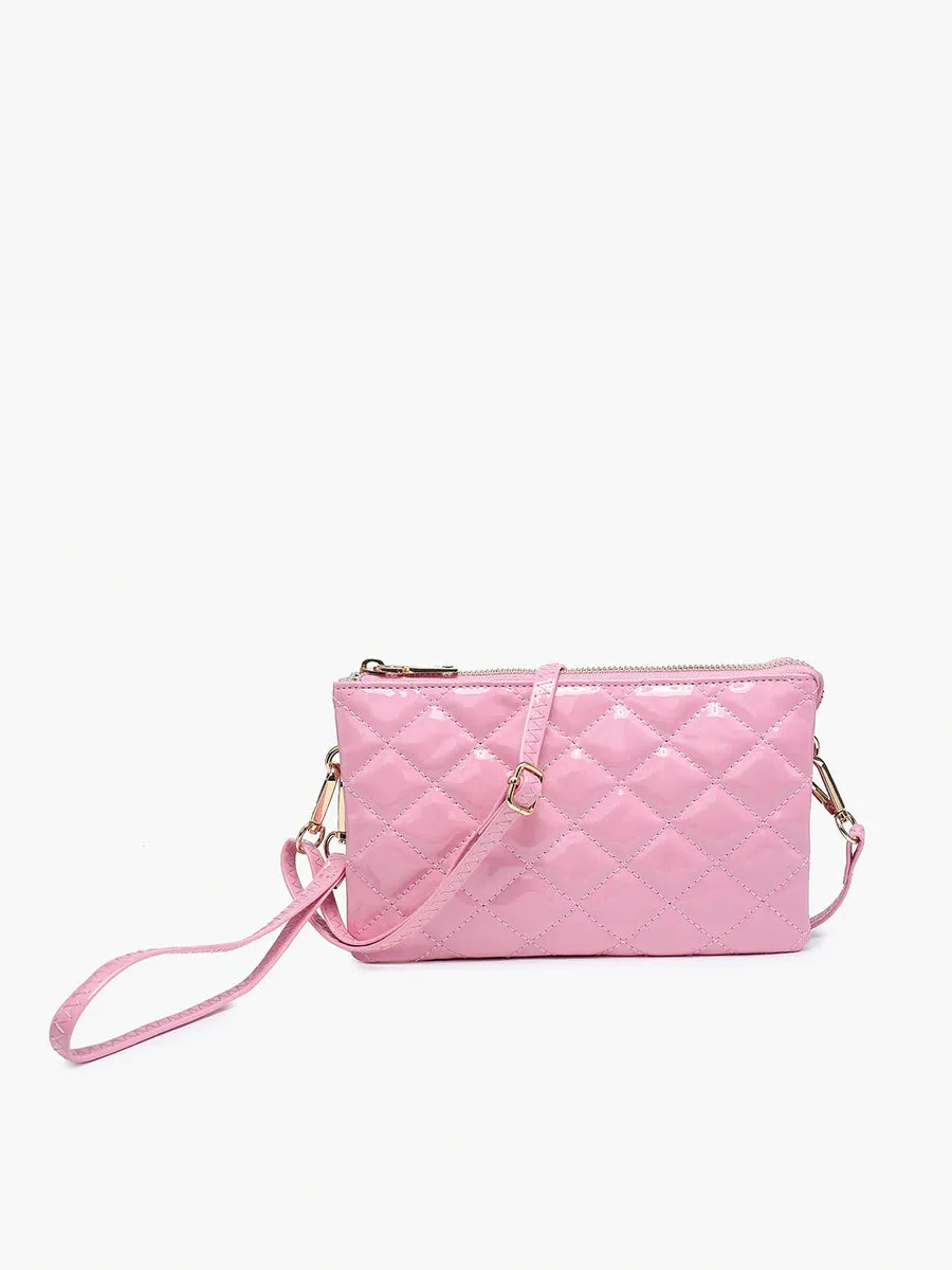 Riley Crossbody - Gloss Quilted Bubblegum Pink