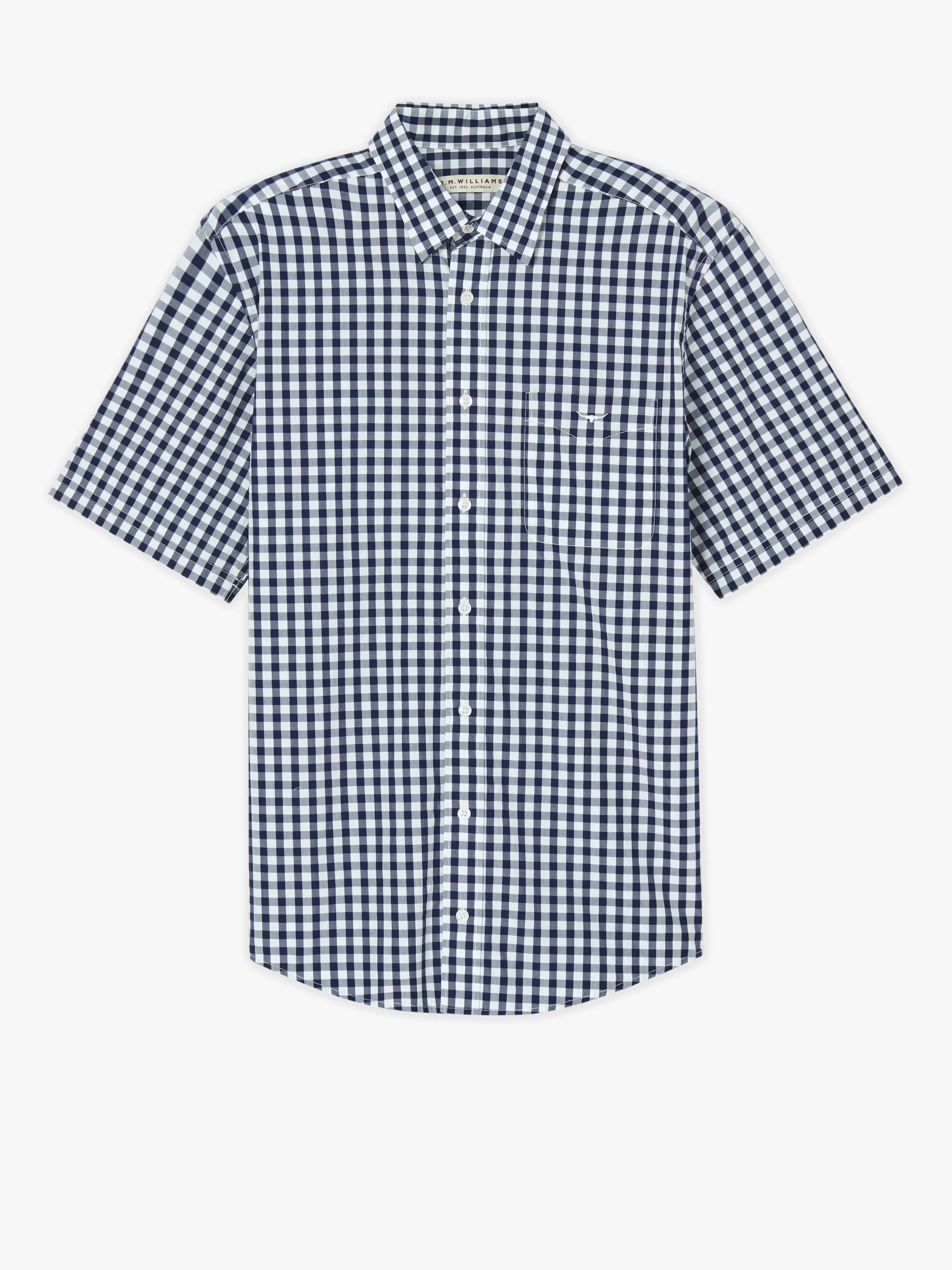 R.M. Williams Hervey Short Sleeve Shirt - Navy/White