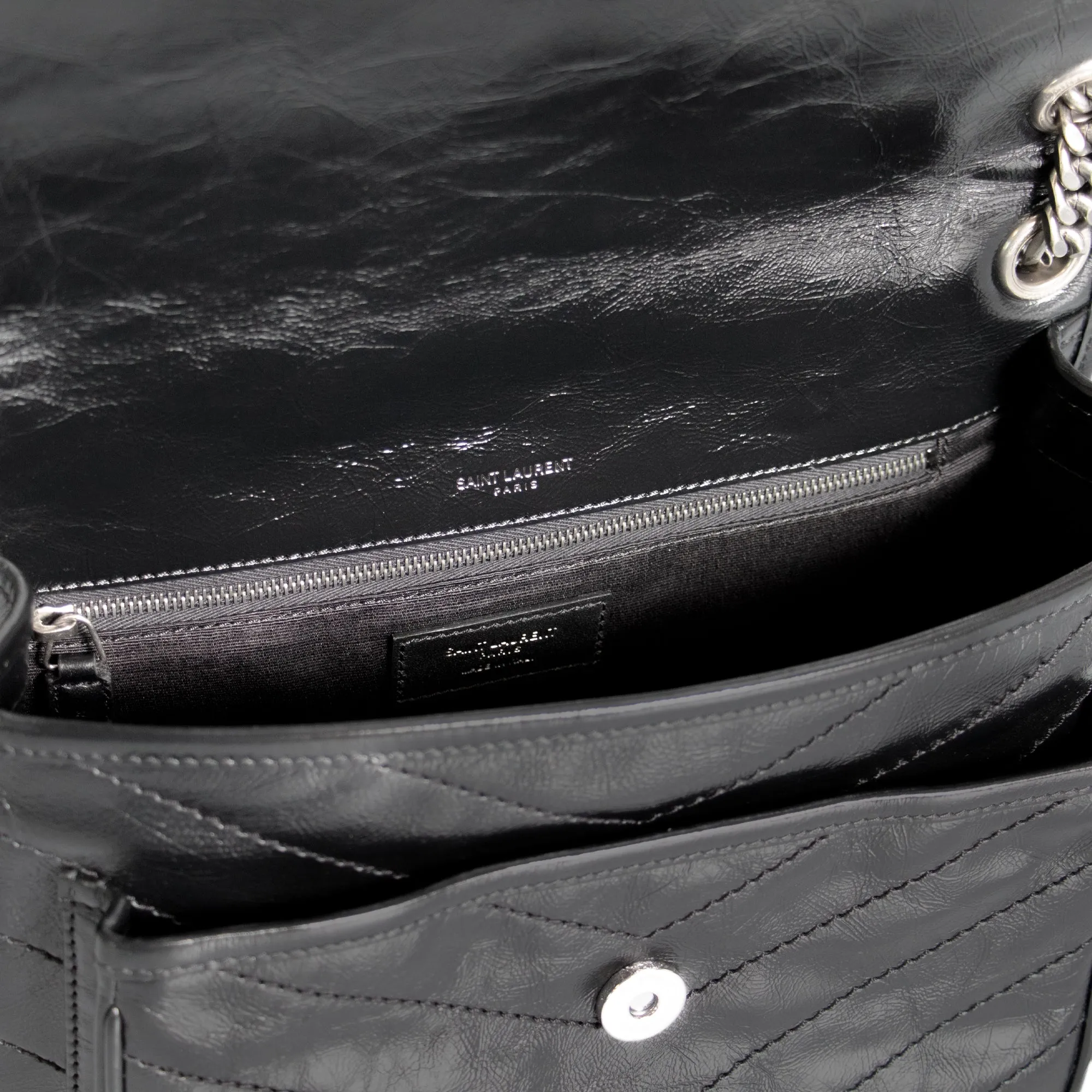 Saint Laurent Niki Medium in Crinkled Vintage Leather Shoulder Bag