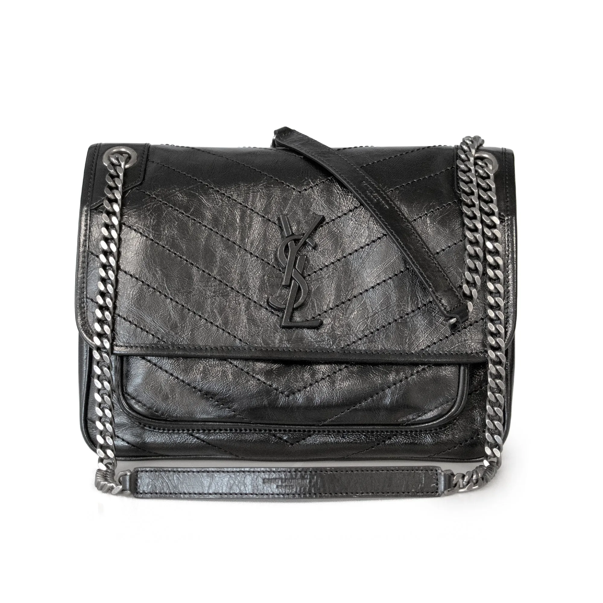 Saint Laurent Niki Medium in Crinkled Vintage Leather Shoulder Bag
