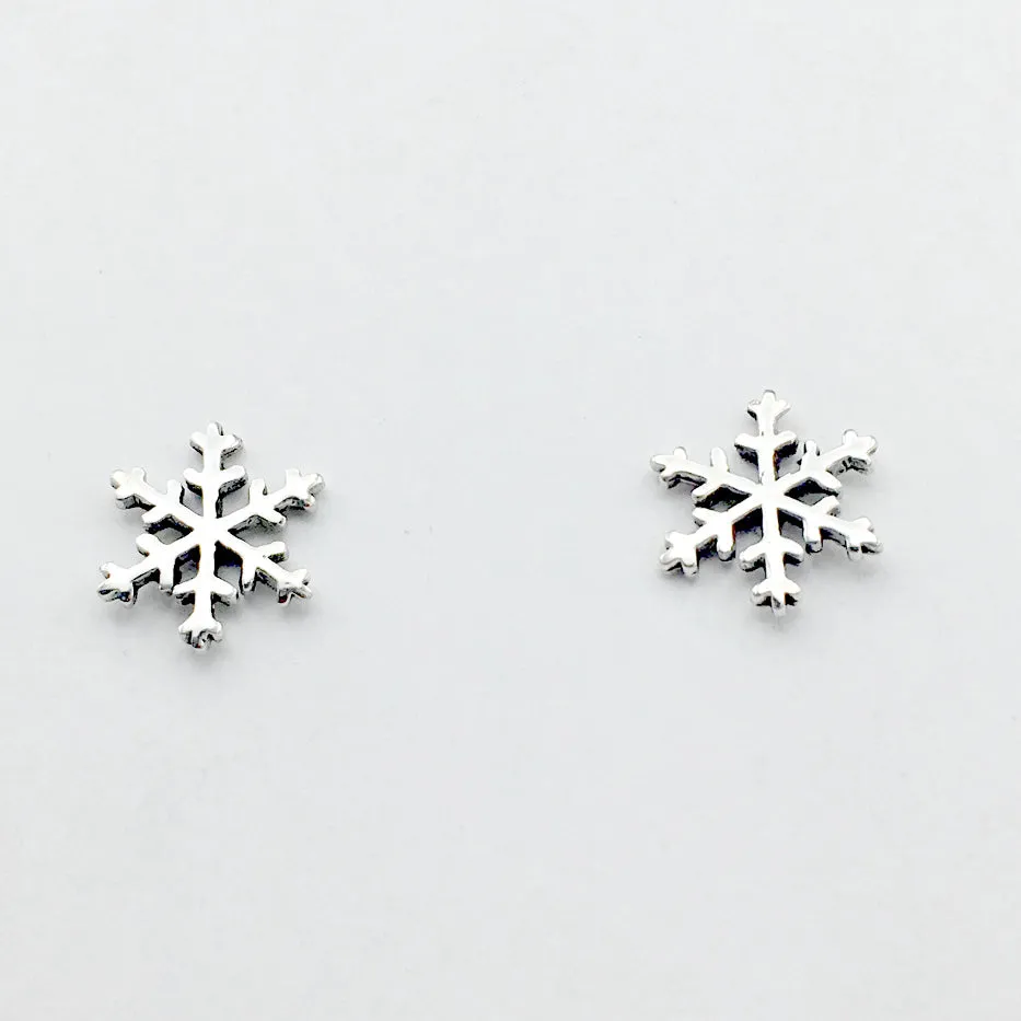 Sterling Silver large snowflake stud earrings- snow, winter, snowflakes,holidays