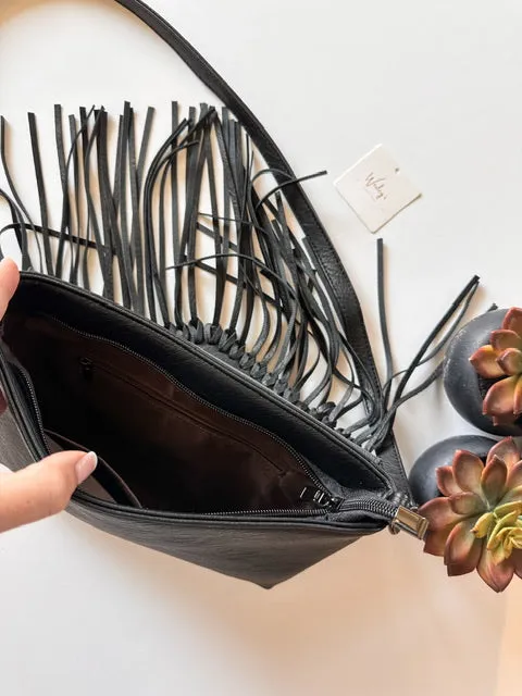 The Finley Black Fringe Purse