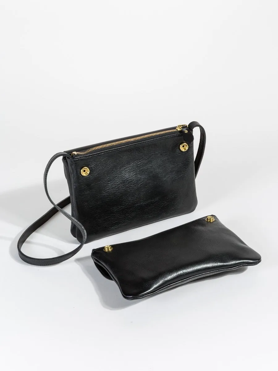 triple compartment crossbody - black