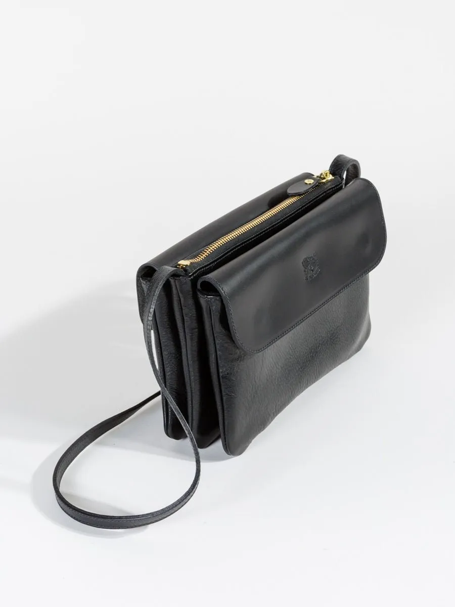 triple compartment crossbody - black