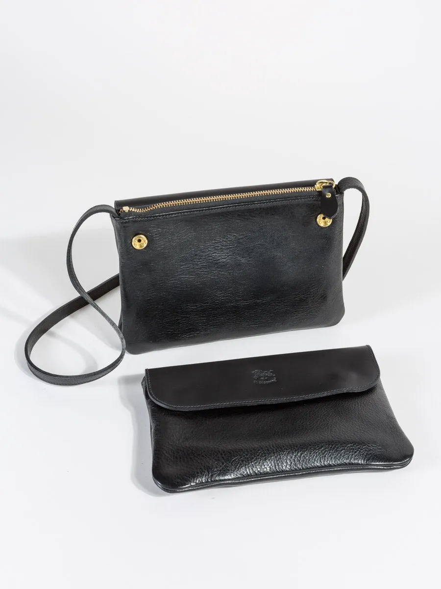 triple compartment crossbody - black