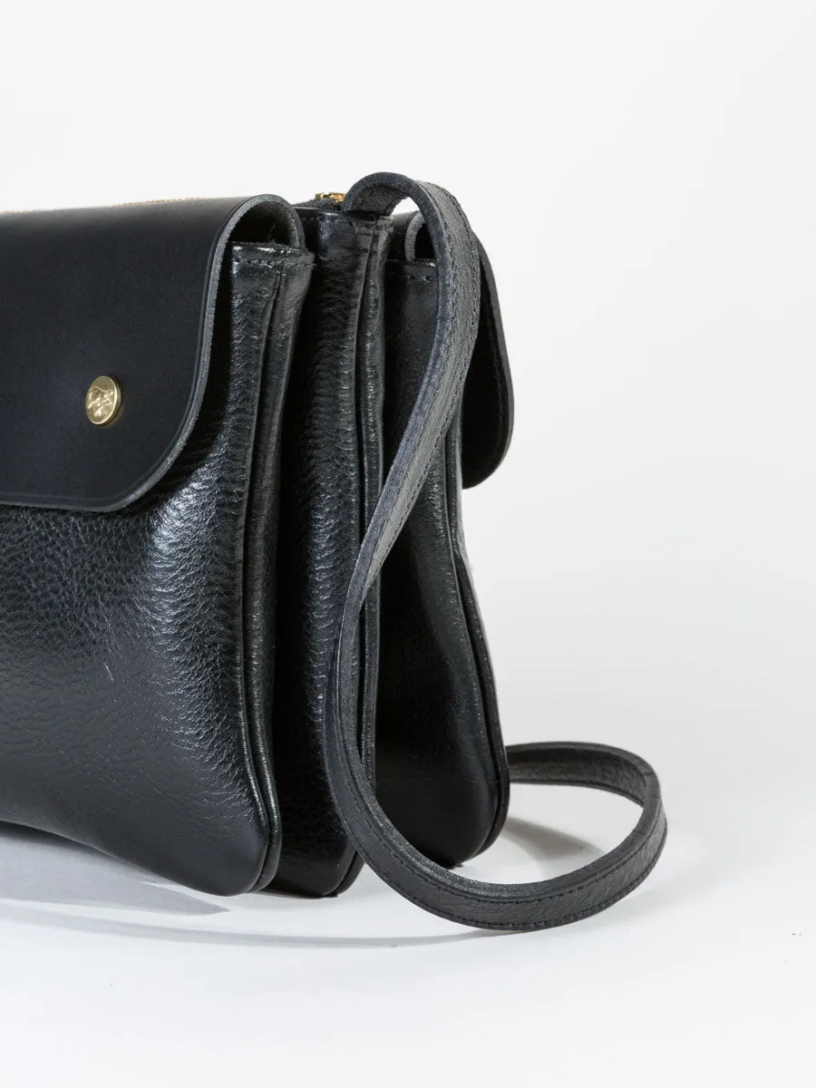 triple compartment crossbody - black