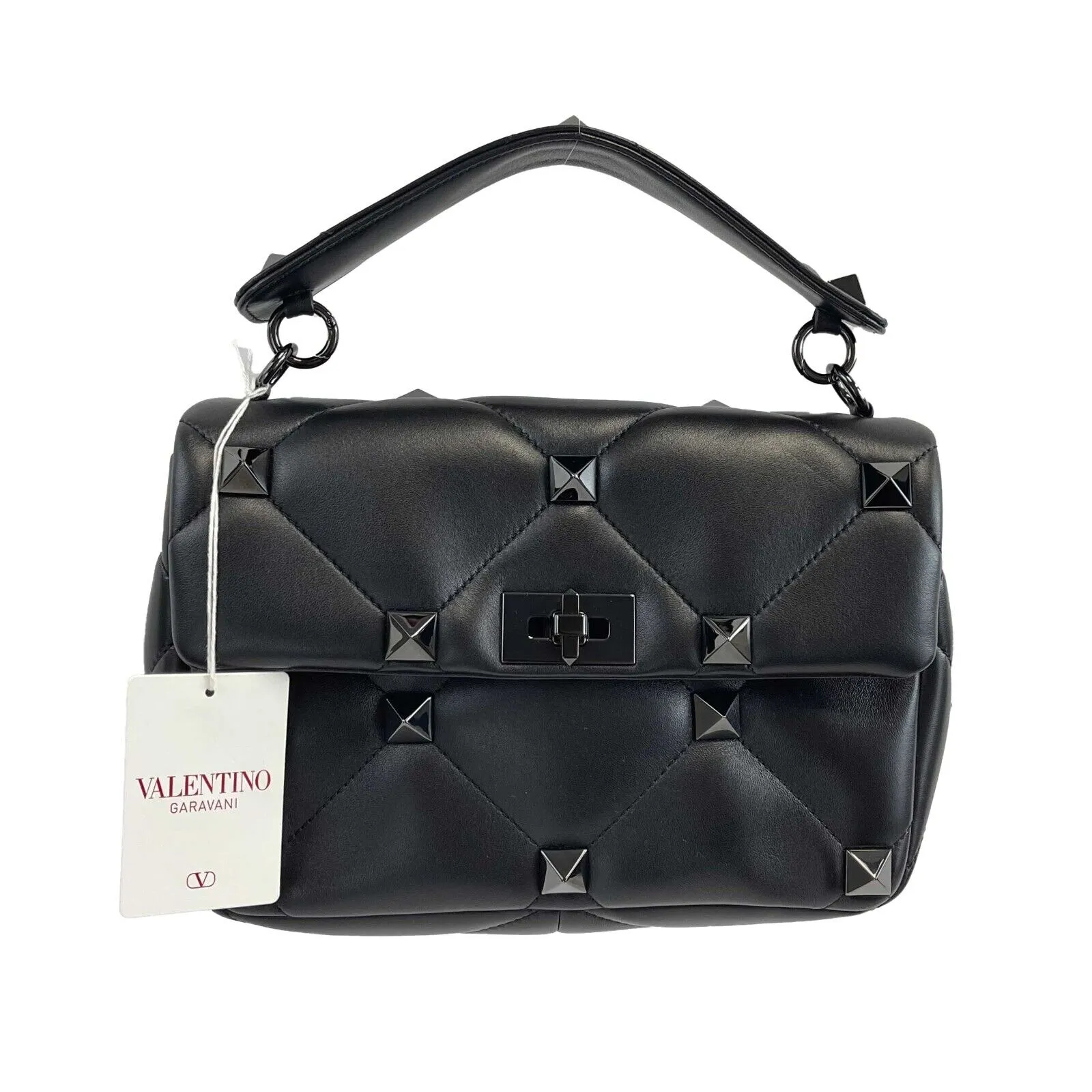 Valentino Garavani - NEW Large Lambskin Leather w/ Roman Studs - Shoulder Bag
