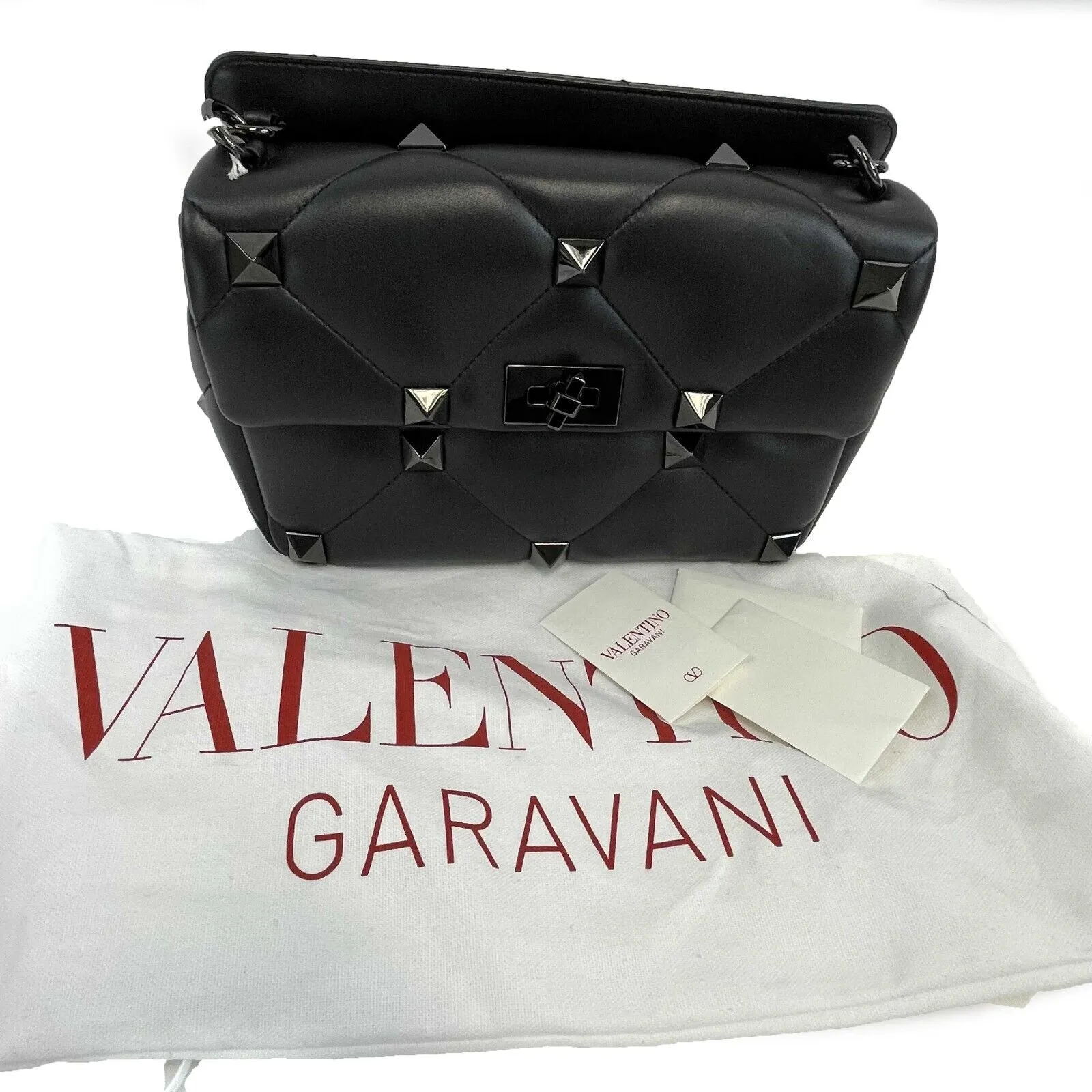 Valentino Garavani - NEW Large Lambskin Leather w/ Roman Studs - Shoulder Bag