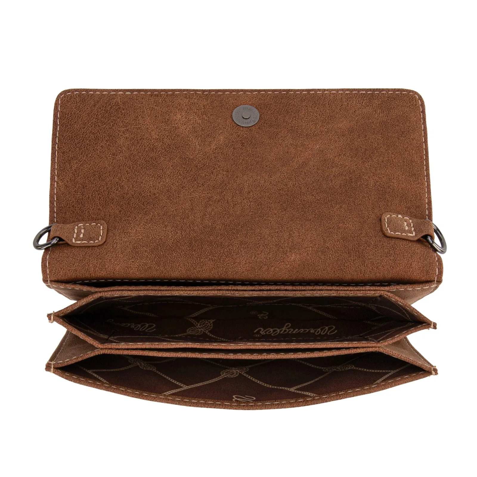 WG169-W030  Wrangler Genuine Hair-On Cowhide Wallet/Crossbody  -Brown