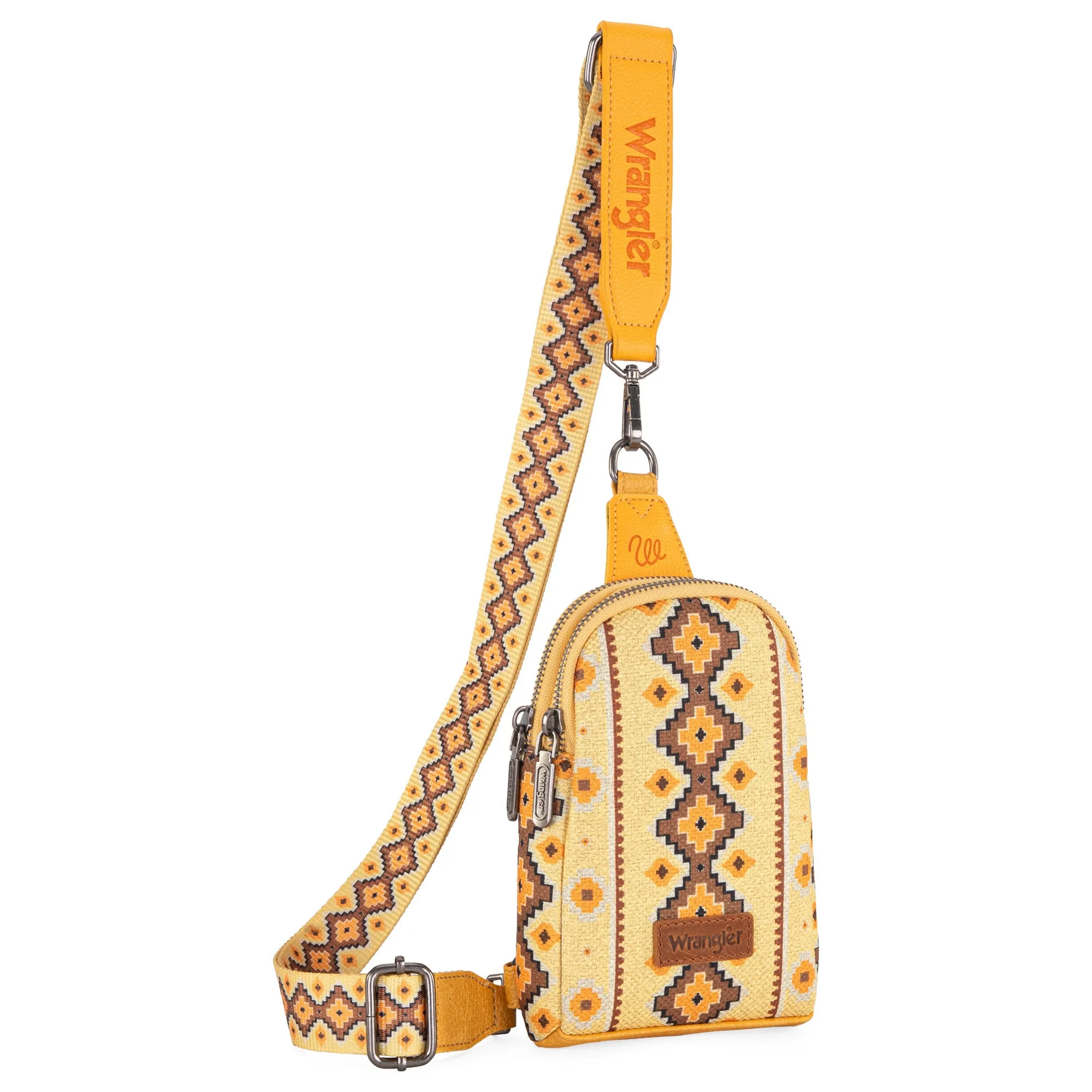 WG2205-210  Wrangler Aztec Print Crossbody Sling Chest Bag  - Yellow