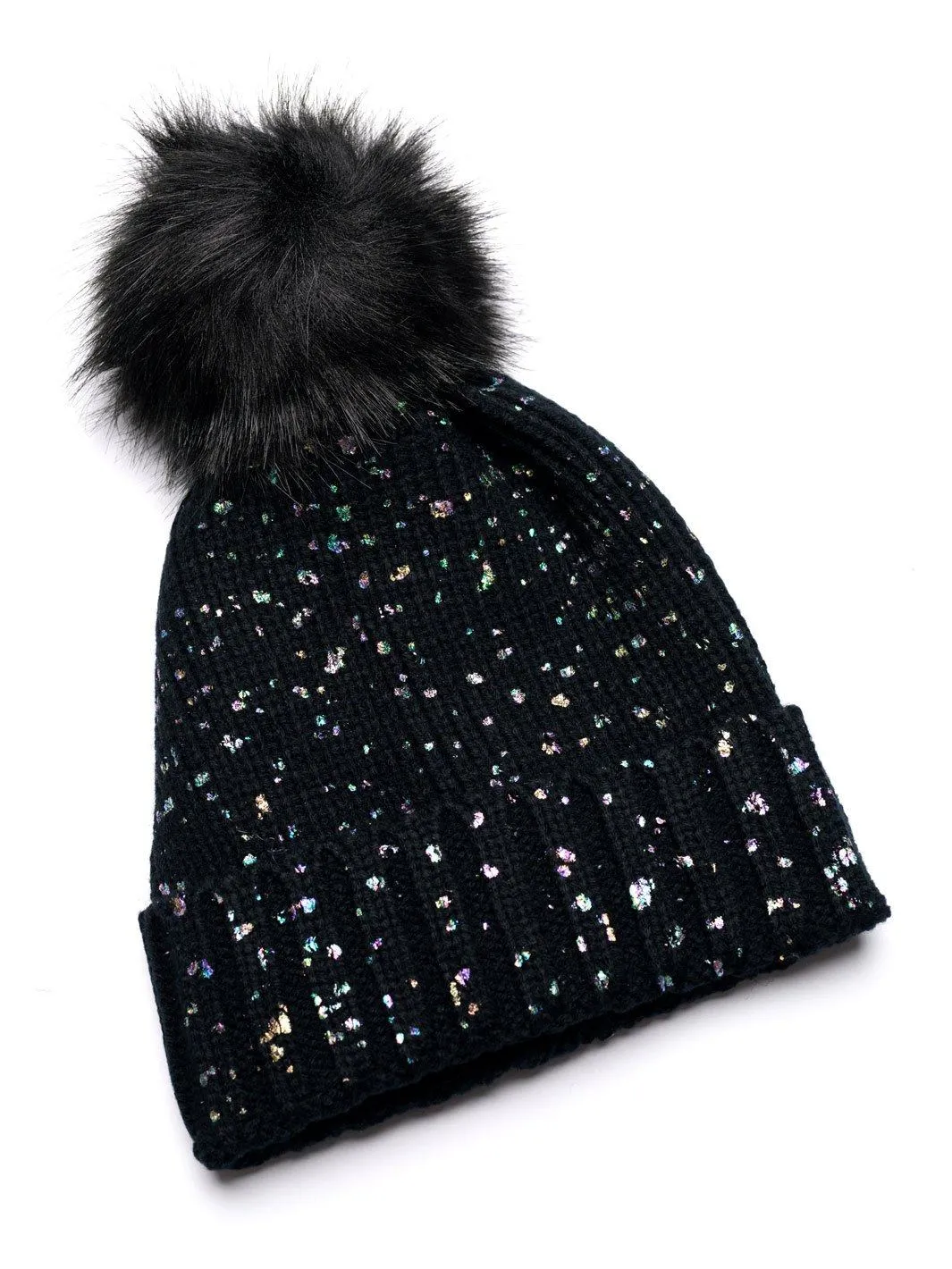 WOMEN'S MULTI CONFETTI PRINT FUR BEANIE
