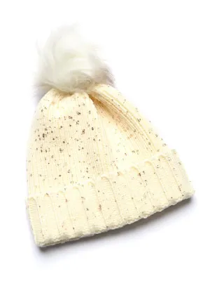 WOMEN'S MULTI CONFETTI PRINT FUR BEANIE