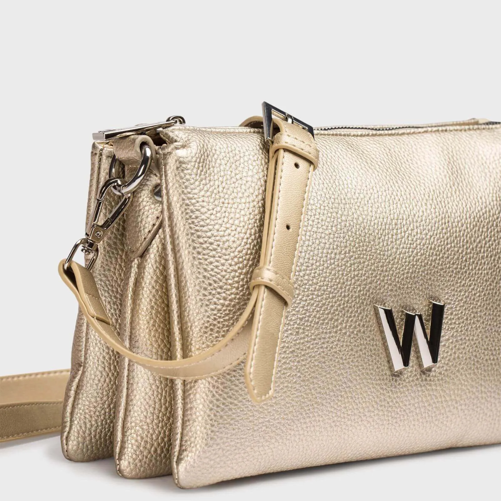 Wonders Triple Compartment Crossbody Bag - Gold
